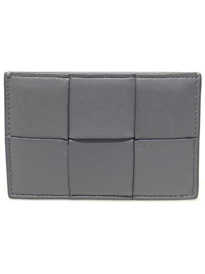 Luxury Bottega Veneta 649597 Gray Calfskin Intrecciato Card Holder