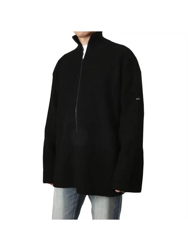 Luxury Balenciaga Trending 2025 Oversized Zip-Up Knit Top Black