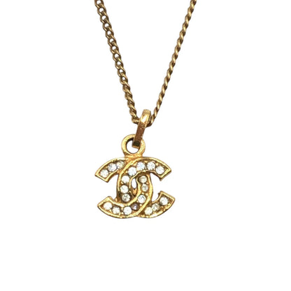 CHANEL Necklace Metal, Rhinestone gold COCO Mark Women