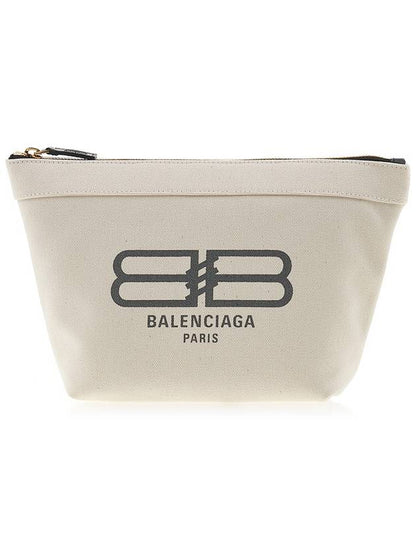 Luxury Balenciaga Trending 2025 Logo Print Jumbo Pouch Bag Ivory