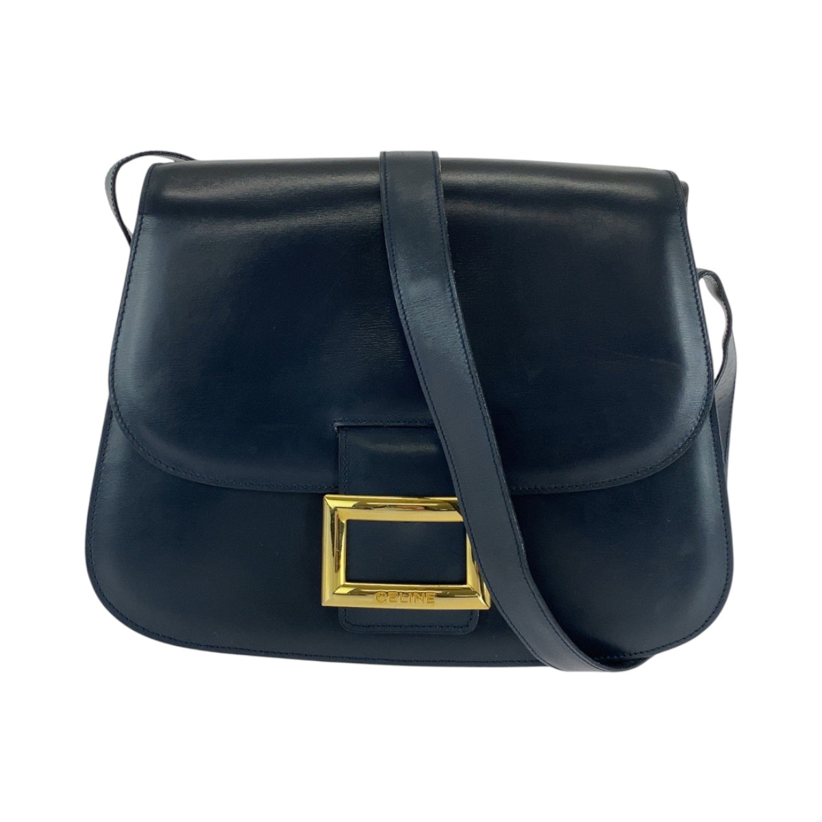 CELINE Shoulder Bag leather Black GoldMetal Shoulder Bag pochette Women