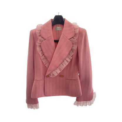 Dior tailored jacket wool pink Frill No size listed