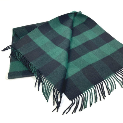 Dior Scarf 95CHE200100 Wool, Angora green logo fringe Check Pattern Women