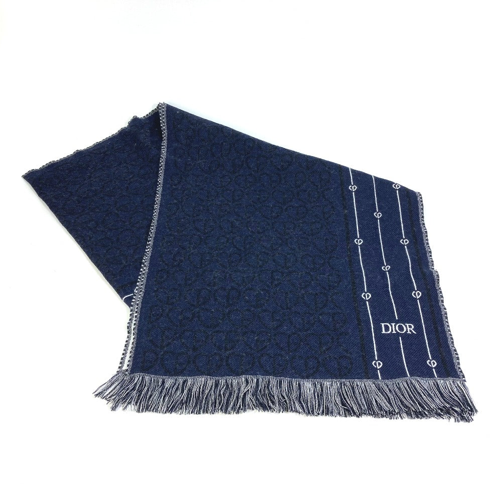 Dior Scarf 21P0001A0606 wool Navy fringe scarf mens