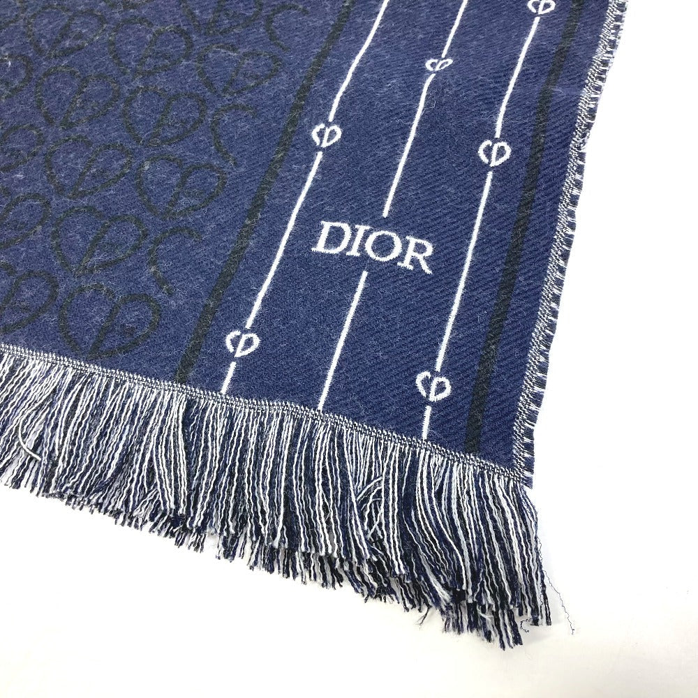 Dior Scarf 21P0001A0606 wool Navy fringe scarf mens