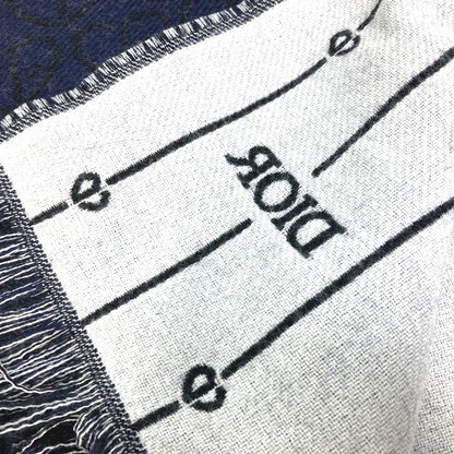 Dior Scarf 21P0001A0606 wool Navy fringe scarf mens