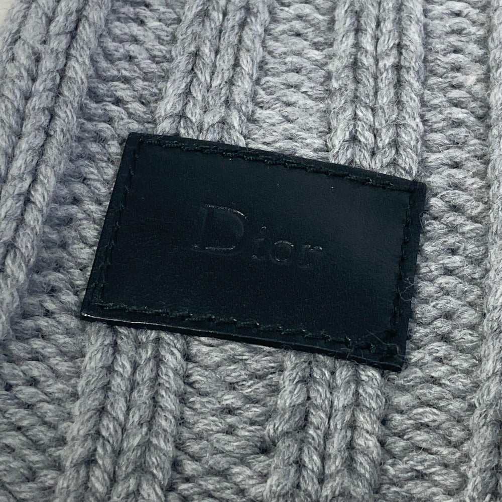 Dior Scarf wool gray Dior Homme Knit Leather Tag Leather Tag Logo mens