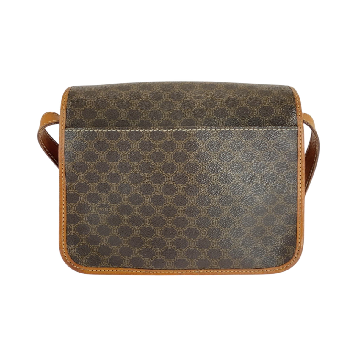 CELINE Shoulder Bag PVC Brown Gold Metal Shoulder Bag pochette Macadam Pattern Circle logo Women