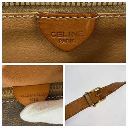 CELINE Shoulder Bag PVC Brown Gold Metal Shoulder Bag pochette Macadam Pattern Circle logo Women
