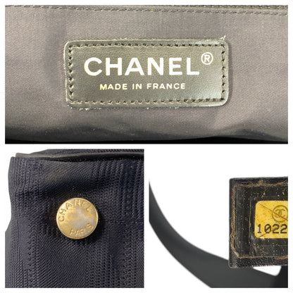 CHANEL Tote Bag Nylon, Leather Black GoldMetal Tote Bag Shoulder Bag New travel line Women