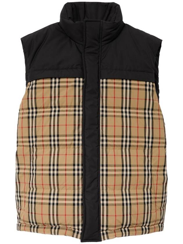 Luxury Burberry Check Panel Reversible Vest Beige