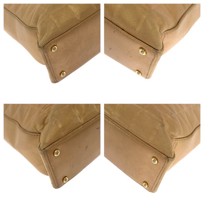 CHANEL Tote Bag lambskin Bronze GoldMetal Chocolate bar COCO Mark