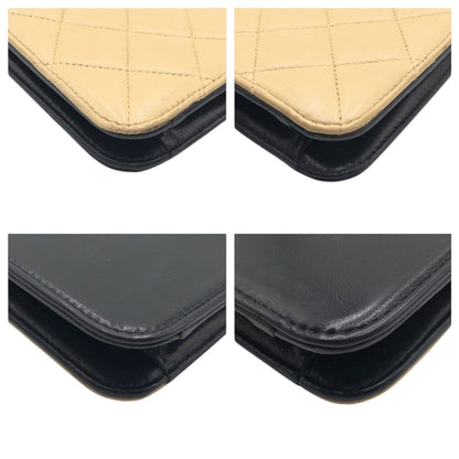 CHANEL Shoulder Bag lambskin beige black black Matrasse By color