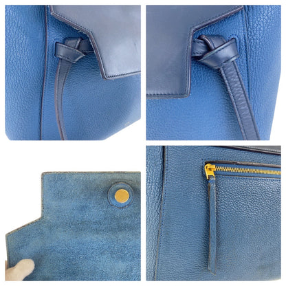 CELINE Handbag leather Blur Navy Gold Metal Handbag Shoulder Bag 2WAY Belt bag Women