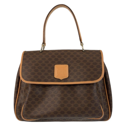 CELINE Handbag M14 PVC, Leather Brown Gold Metal Macadam Women