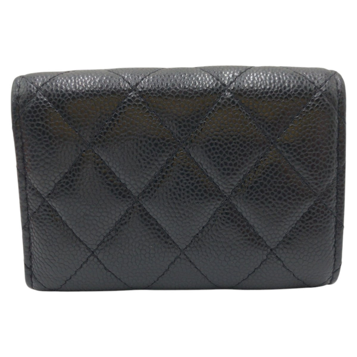 CHANEL Tri-fold wallet leather Black black Tri-fold wallet Compact wallet Matrasse COCO Mark Women