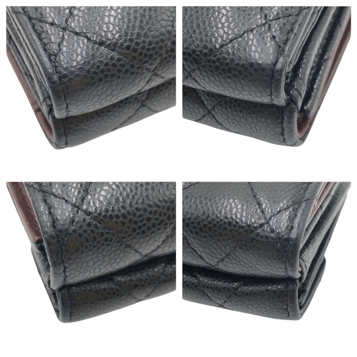 CHANEL Tri-fold wallet leather Black black Tri-fold wallet Compact wallet Matrasse COCO Mark Women