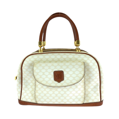 CELINE Handbag PVC White Brown Gold Metal Handbags Mini Boston Duffel bag Macadam Women