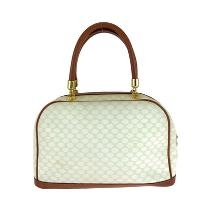 CELINE Handbag PVC White Brown Gold Metal Handbags Mini Boston Duffel bag Macadam Women