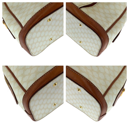 CELINE Handbag PVC White Brown Gold Metal Handbags Mini Boston Duffel bag Macadam Women