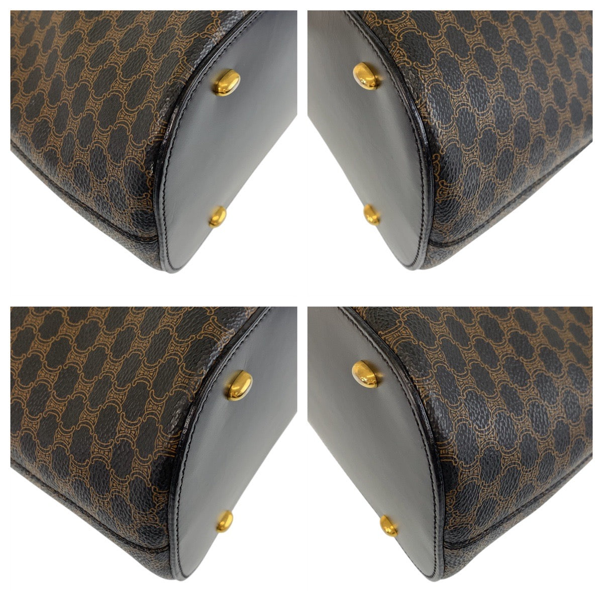 CELINE Handbag MC96 PVC, Leather Brown Black Gold Metal Macadam Women