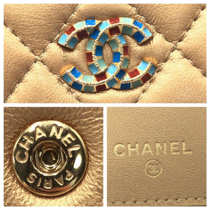 CHANEL Tri-fold wallet leather gold Tri-fold wallet Compact wallet Matrasse COCO Mark Women