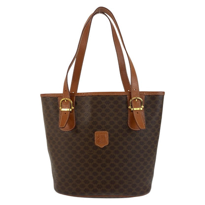 CELINE Tote Bag MC96 PVC, Leather Brown Gold Metal Tote Bag Shoulder Bag Macadam Women