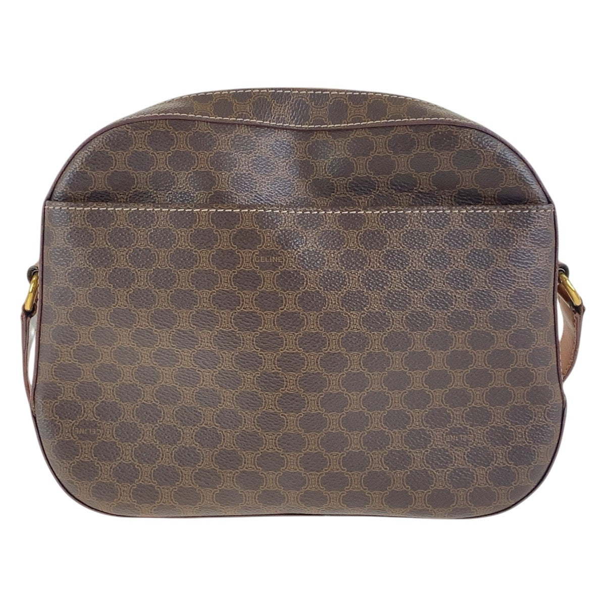CELINE Shoulder Bag PVC, Leather Brown Gold Metal Crossbody Shoulder Bag Pochette Macadam Women