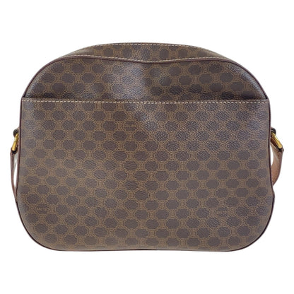 CELINE Shoulder Bag PVC, Leather Brown Gold Metal Crossbody Shoulder Bag Pochette Macadam Women