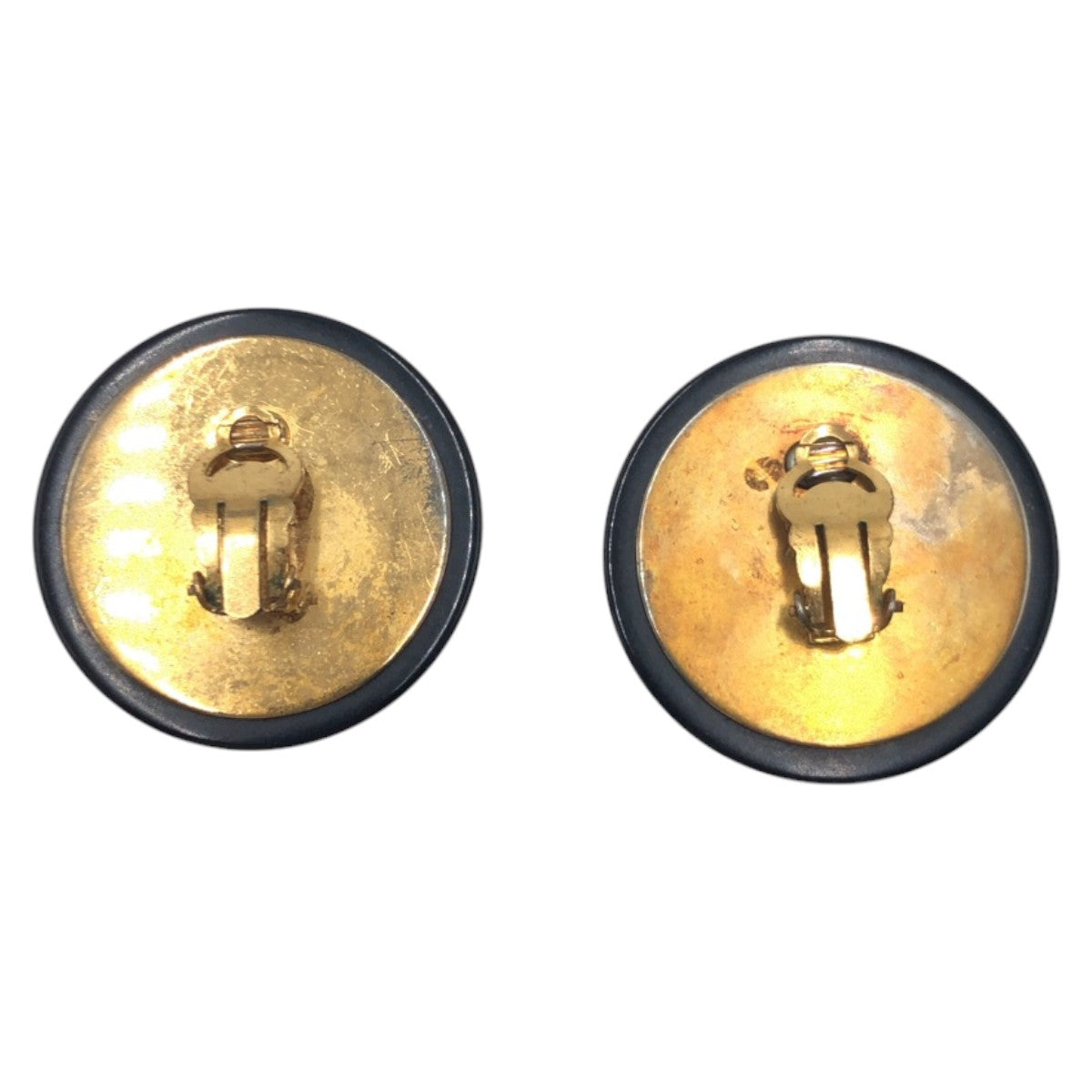 CHANEL Earring Plastic, Metal black black gold 1993 COCO Mark Women