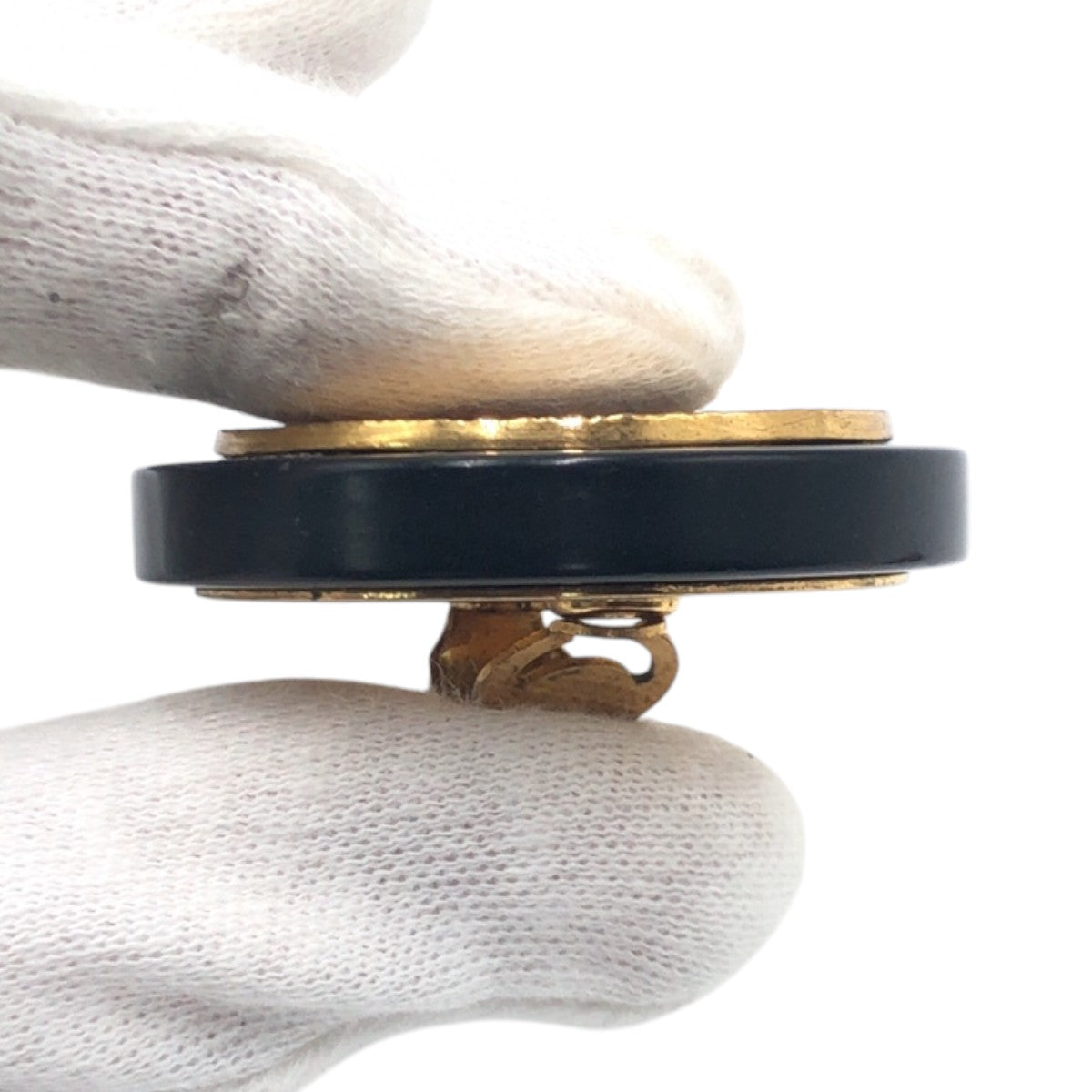 CHANEL Earring Plastic, Metal black black gold 1993 COCO Mark Women