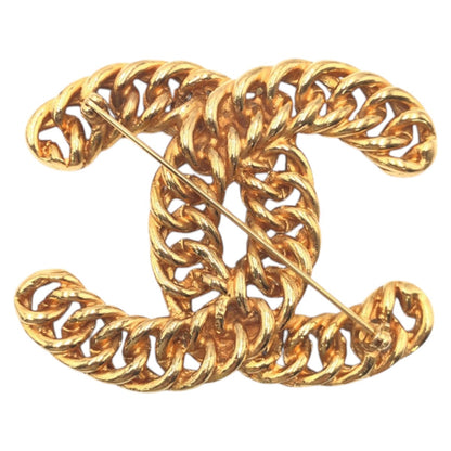 CHANEL Brooch metal gold Big Chain COCO Mark Women