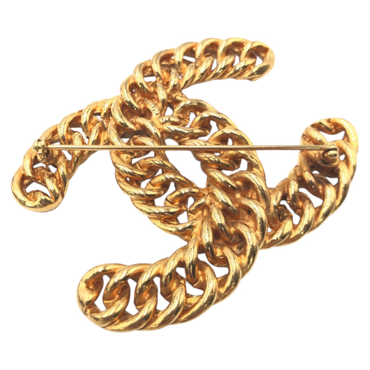 CHANEL Brooch metal gold Big Chain COCO Mark Women
