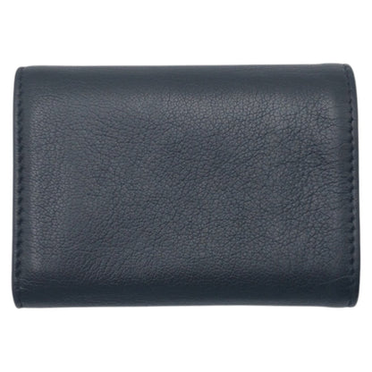 CHANEL Tri-fold wallet leather black black silver Tri-fold wallet Compact wallet COCO Mark Women