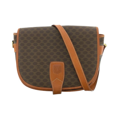 CELINE Shoulder Bag PVC, Leather Brown Gold Metal Shoulder Bag pochette Macadam Women