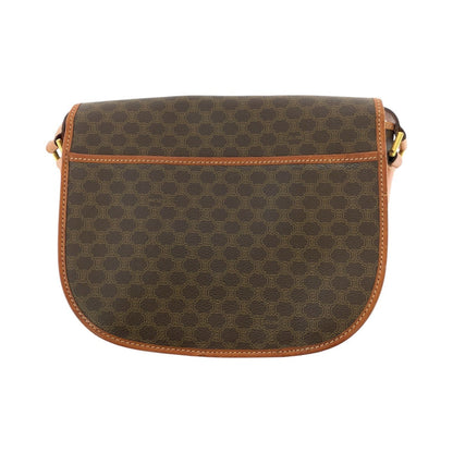 CELINE Shoulder Bag PVC, Leather Brown Gold Metal Shoulder Bag pochette Macadam Women