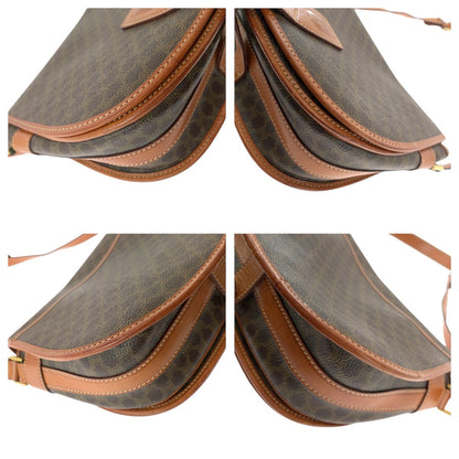 CELINE Shoulder Bag PVC, Leather Brown Gold Metal Shoulder Bag pochette Macadam Women