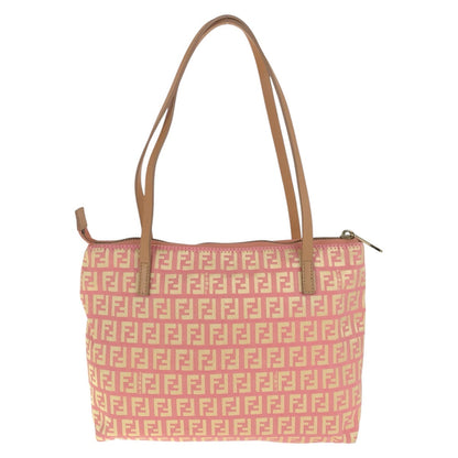 FENDI Tote Bag 2305 8BH021 028 Canvas, Leather Pink Beige Gold Metal Tote Bag Shoulder Bag Zucchino Women