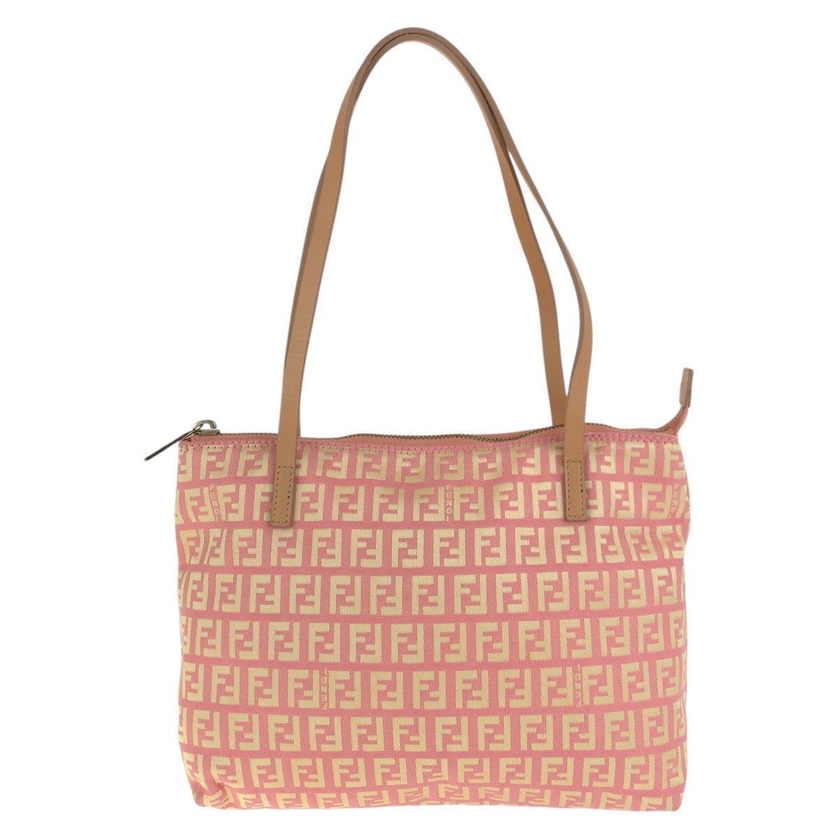 FENDI Tote Bag 2305 8BH021 028 Canvas, Leather Pink Beige Gold Metal Tote Bag Shoulder Bag Zucchino Women