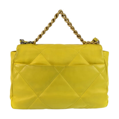 CHANEL Shoulder Bag lambskin Yellow Gold Metal ChainShoulder Bag Matrasse 19 COCO Mark Turnlock Women