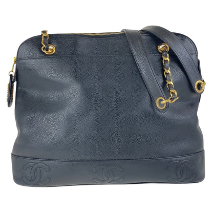 CHANEL Shoulder Bag leather Black GoldMetal Triple COCO Mark Women