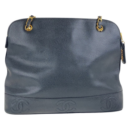 CHANEL Shoulder Bag leather Black GoldMetal Triple COCO Mark Women