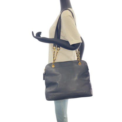CHANEL Shoulder Bag leather Black GoldMetal Triple COCO Mark Women