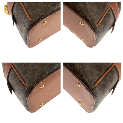CELINE Handbag PVC, Leather Brown Gold Metal Handbag Vanity Bag Mini Boston Duffel Bag Macadam Women