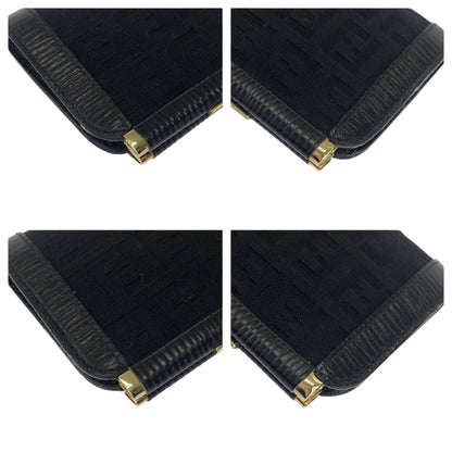 FENDI Coin case canvas Black GoldMetal Coin case compact wallet Zucca Women