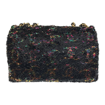 CHANEL Shoulder Bag lambskin Black Multicolor Gold Metal ChainShoulder Bag COCO Mark Turnlock Sequins Women