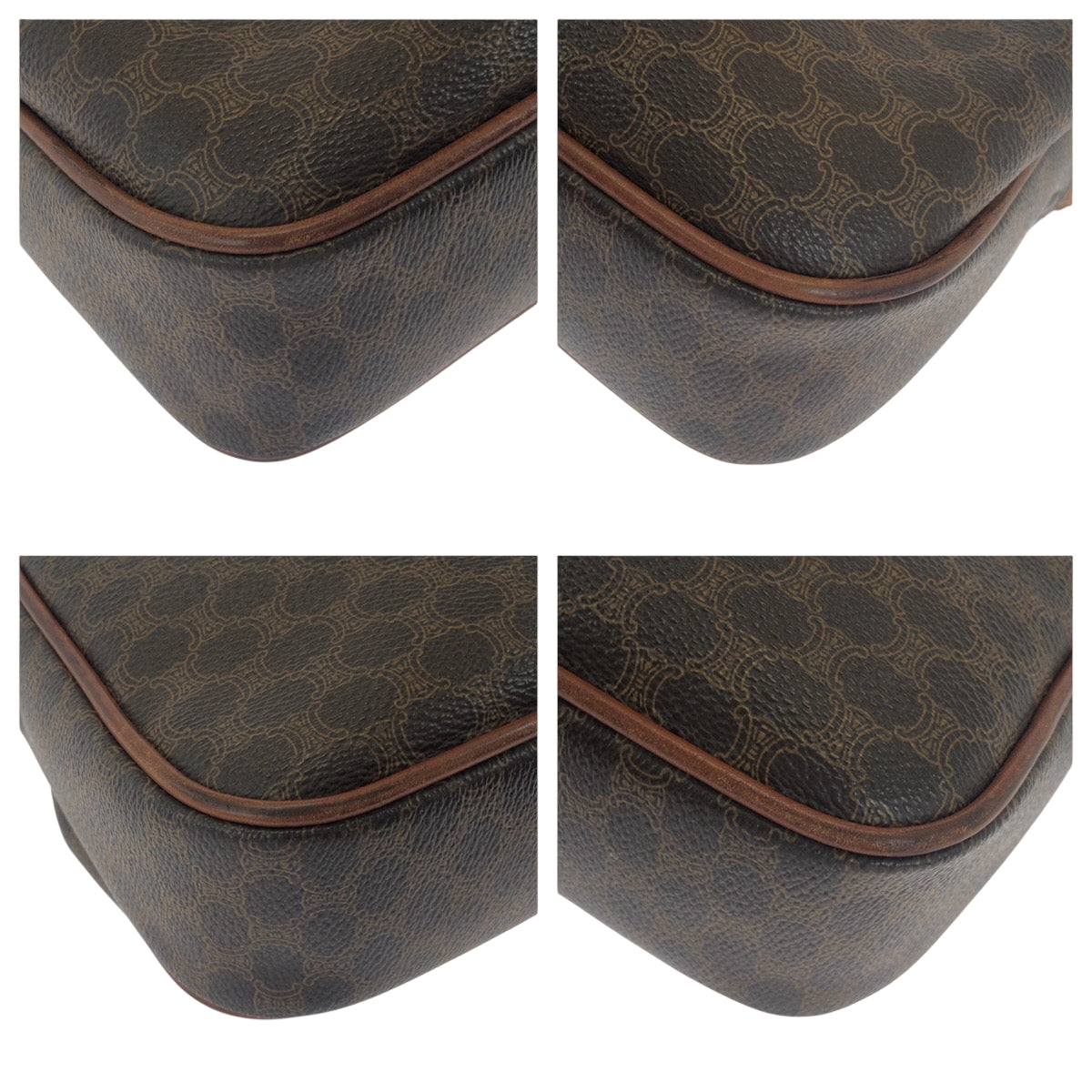 CELINE Shoulder Bag PVC Brown Gold Metal Shoulder Bag pochette Macadam Women