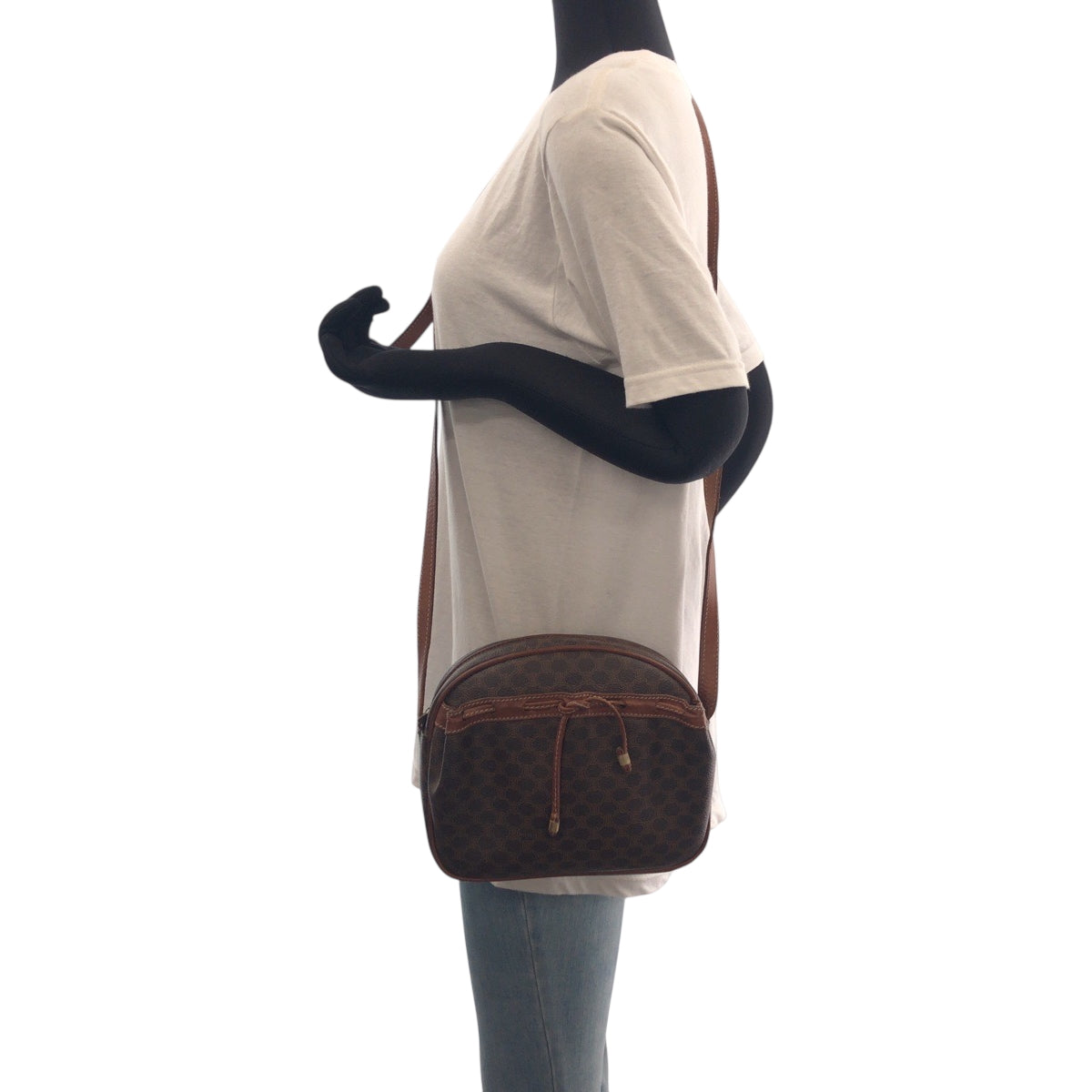 CELINE Shoulder Bag PVC Brown Gold Metal Shoulder Bag pochette Macadam Women