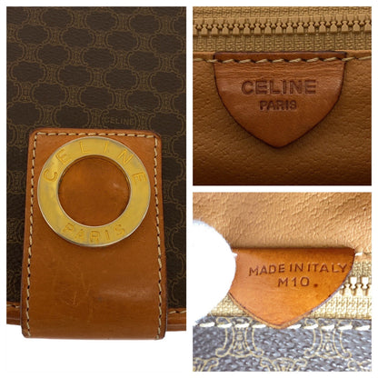 CELINE Shoulder Bag M10 PVC, Leather Brown Gold Metal Shoulder Bag pochette Macadam Circle Logo Women