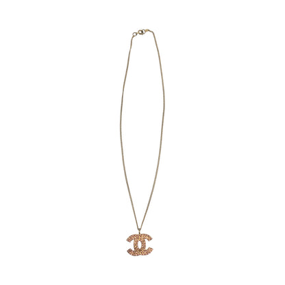 CHANEL Necklace plating Gold pink COCO Mark rhinestone Women